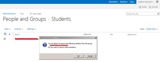 button to delete the user